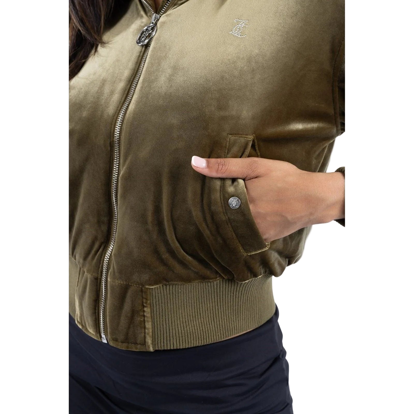 Juicy Couture Fur Rydell Women's Green Bomber Jacket