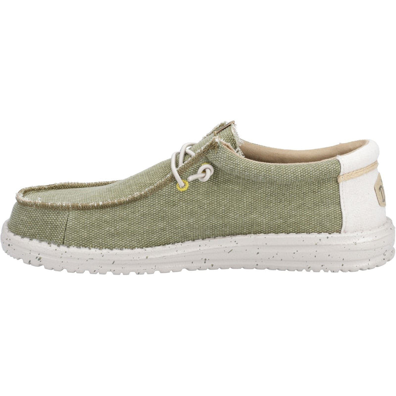 HEYDUDE Wally Coastline Canvas Men's Olive Boat Shoes