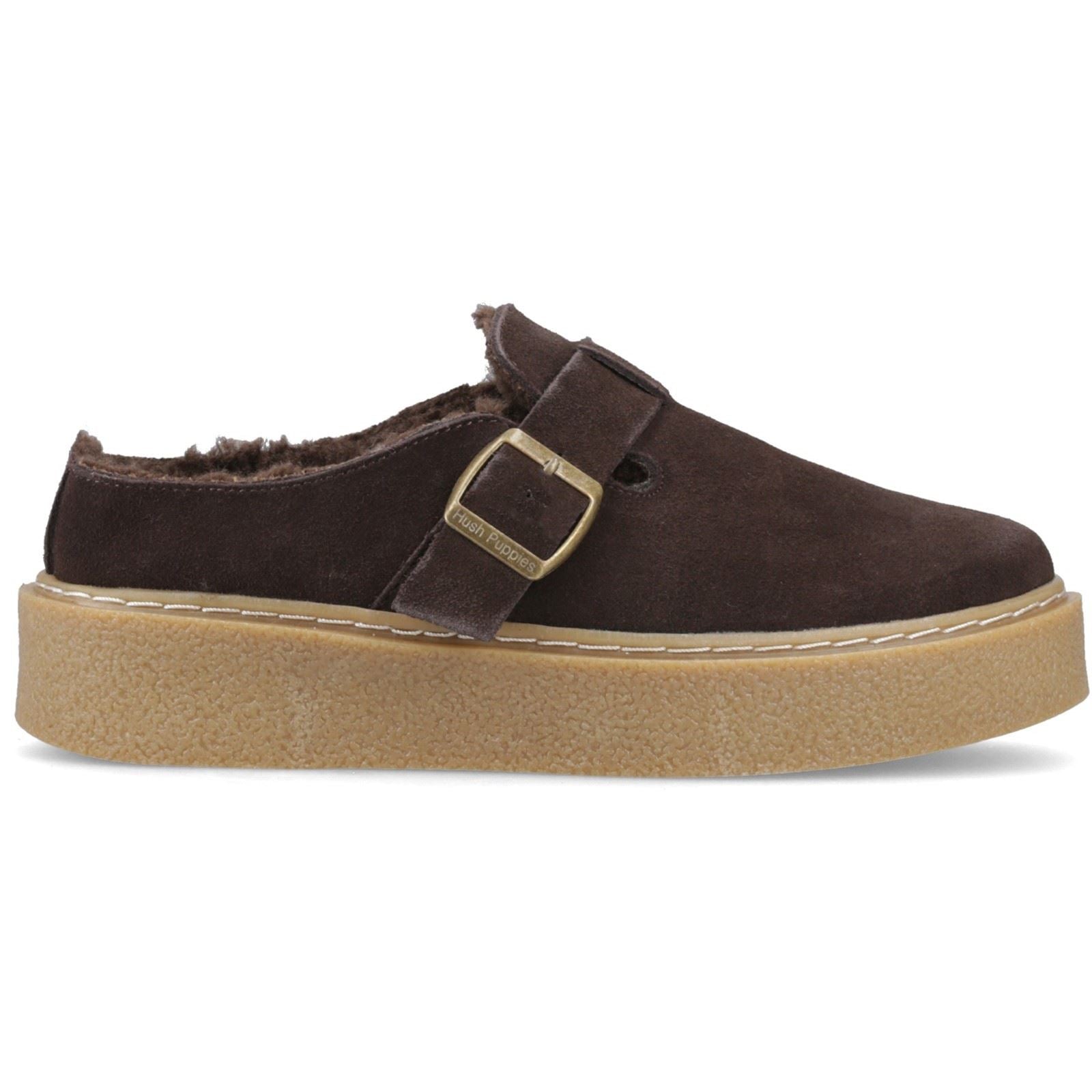 Hush Puppies Blanche Fur Leather Women's Chocolate Mules