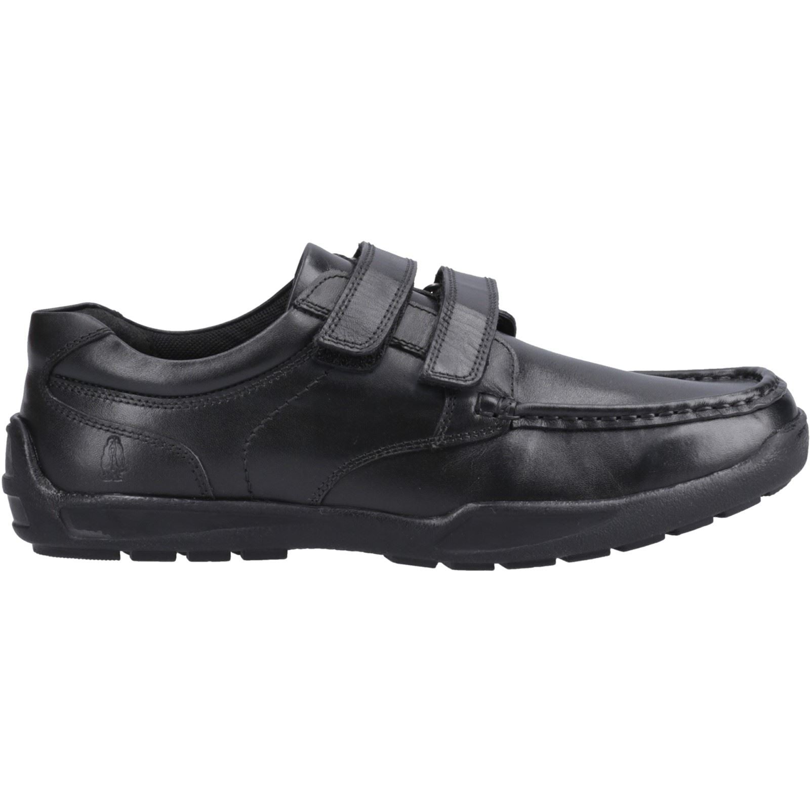 Hush Puppies Maddox Touch Fastening Leather Youth Boy's Black Shoes