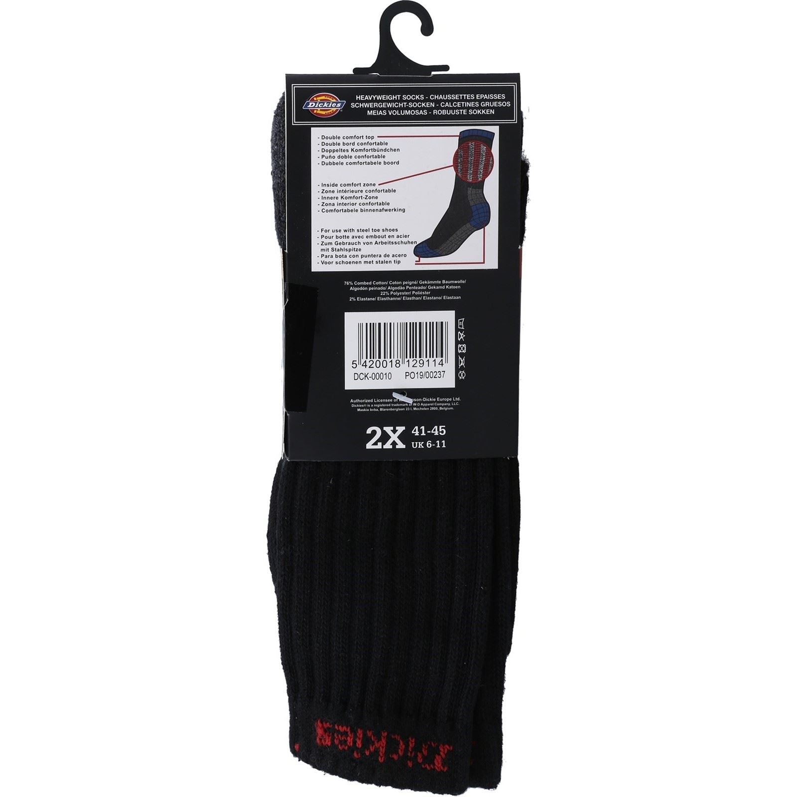 Dickies Industrial Cotton Black Work Socks