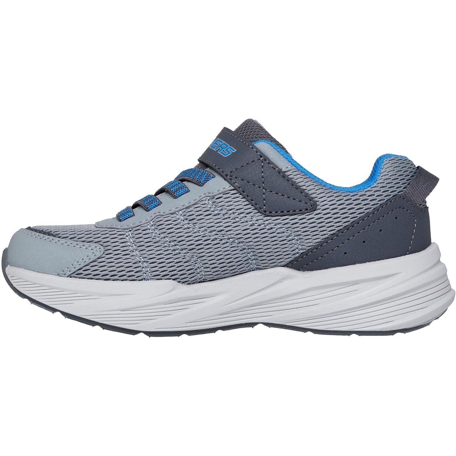 Skechers Microspec Tread Grey & Charcoal/Blue & Silver Trainers