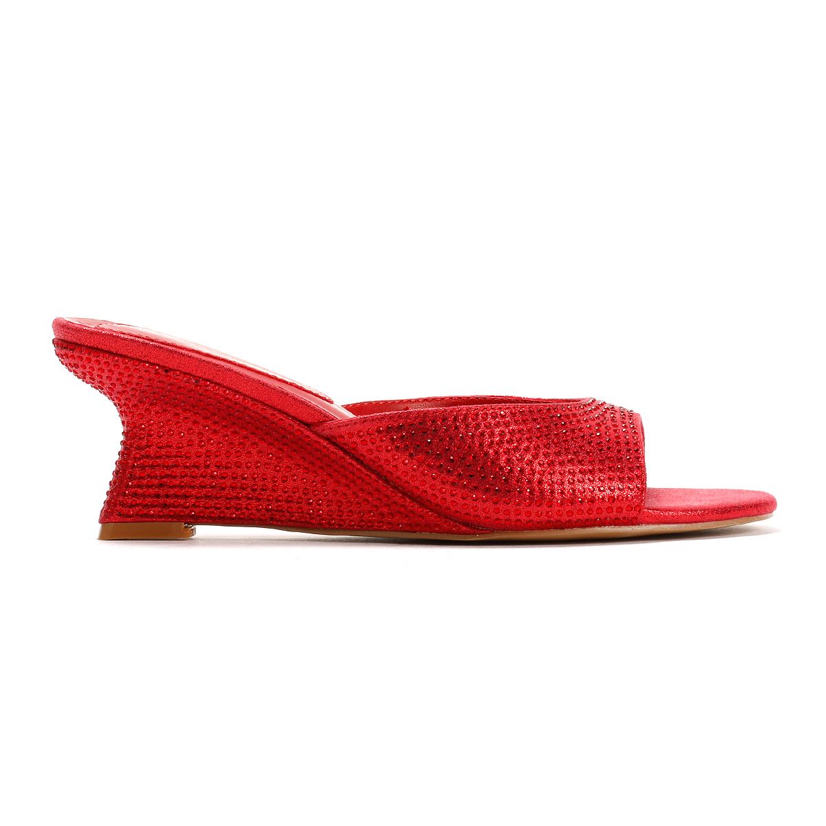 French Connection Tina Rhinestone Women's Red Wedge Sandals