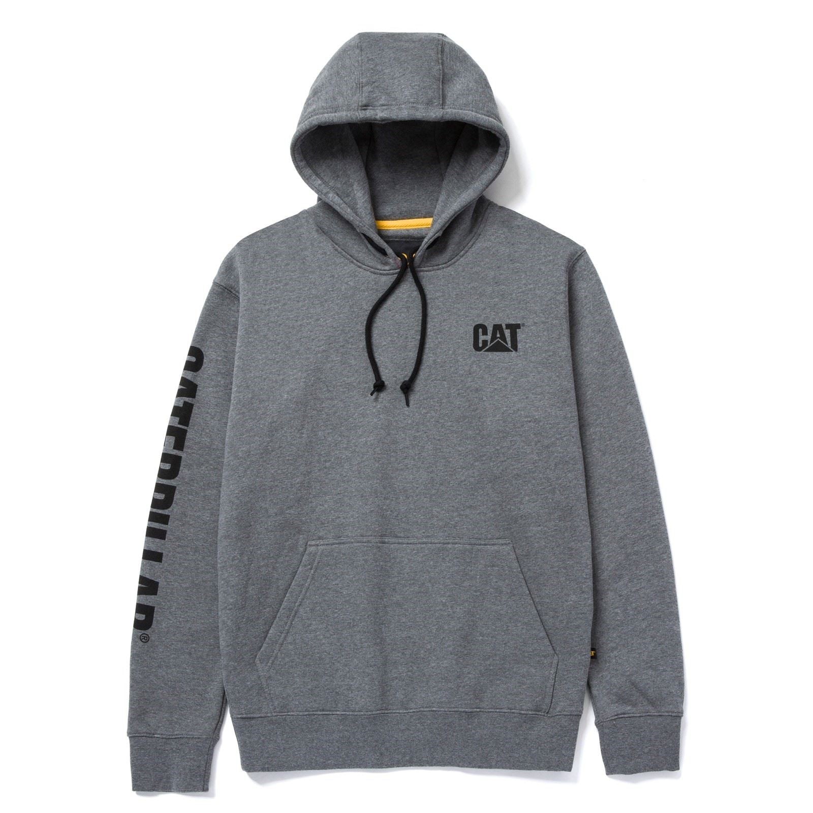 Caterpillar Trademark Banner Cotton Men's Grey Hooded Sweatshirt