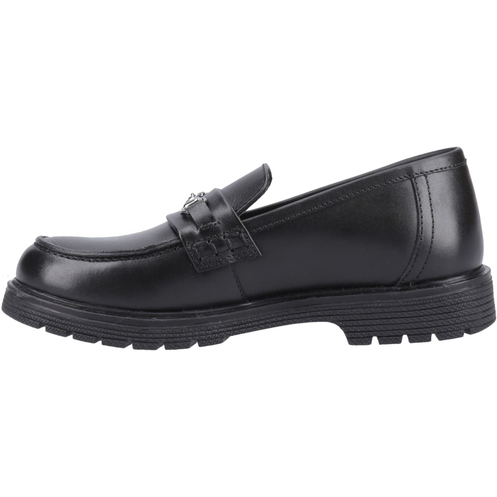 Hush Puppies Lydia Leather Youth Girl's Black Loafers