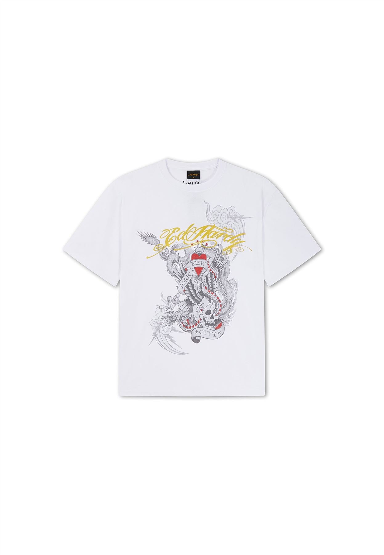 Ed Hardy Storming New York Graphic Relaxed Men's White T-Shirts