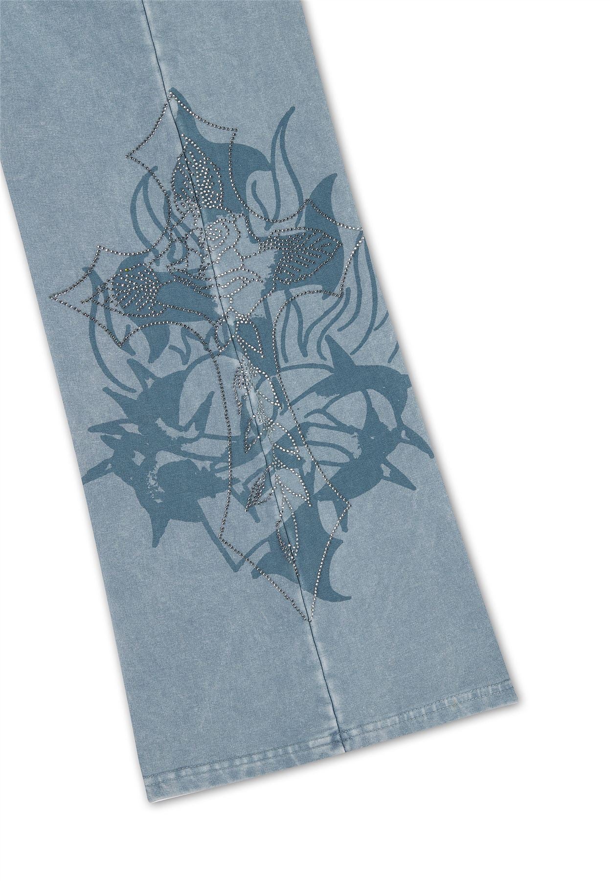 Ed Hardy Cross and Thorn Flared Women's Blue Joggers