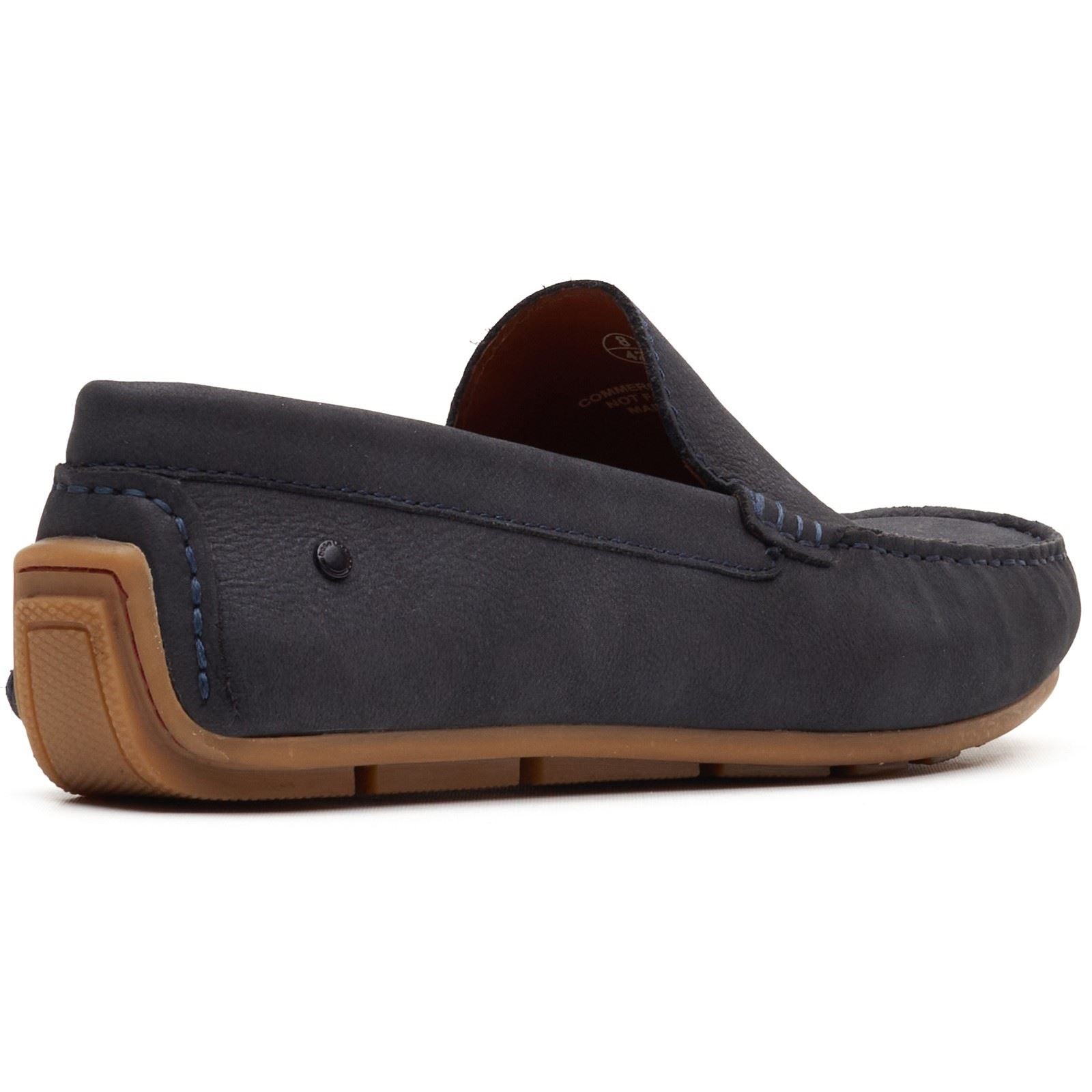 Base London Moss Driver Leather Men's Navy Loafers