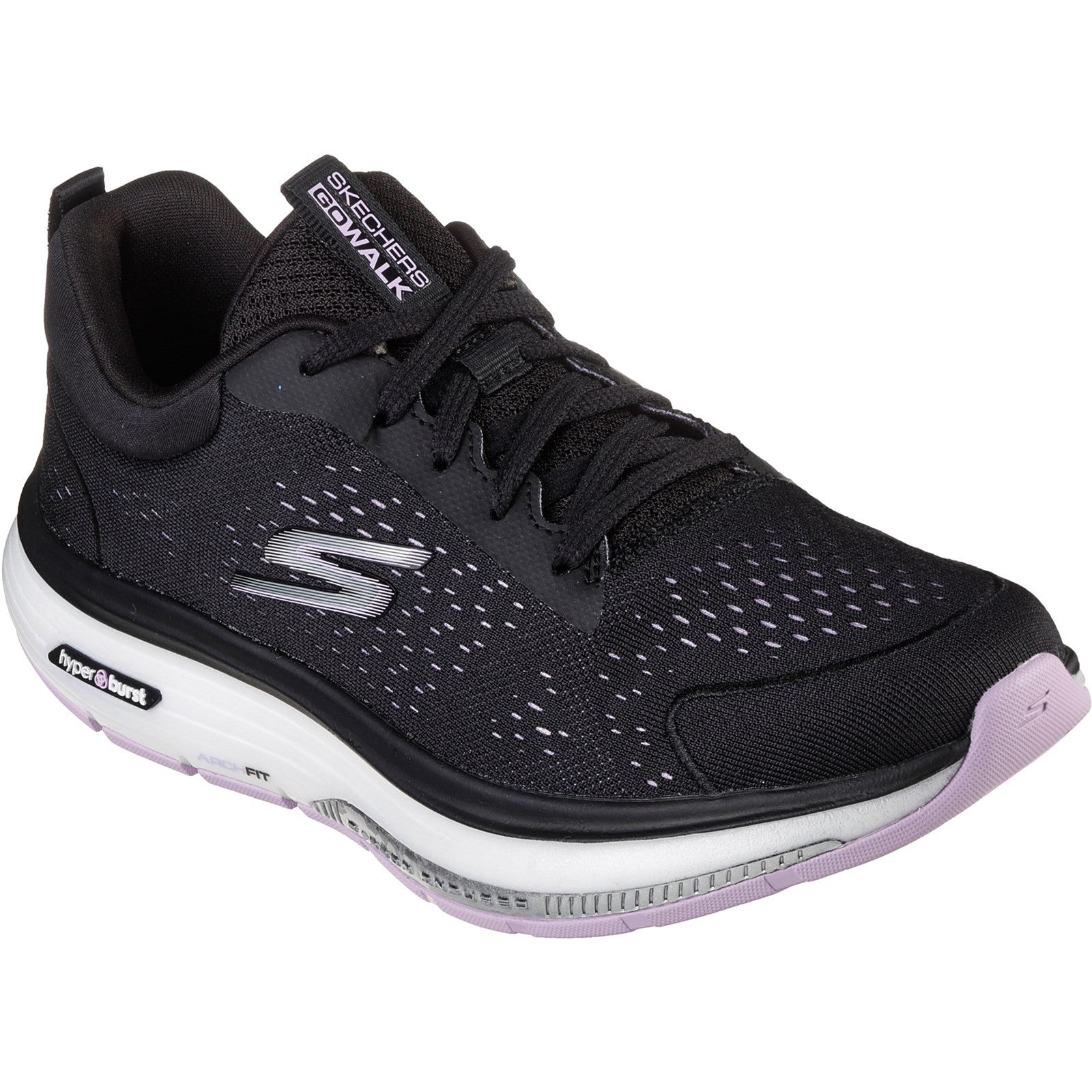 Skechers Womens Go Walk Workout Walker Outpace 124933-BKLV Black/Lavender Lace up Shoes