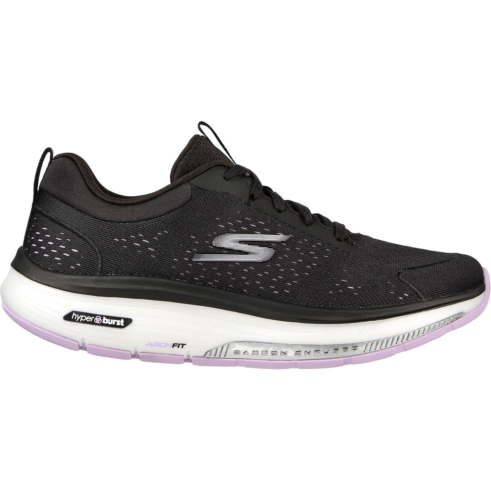 Skechers Womens Go Walk Workout Walker Outpace 124933-BKLV Black/Lavender Lace up Shoes