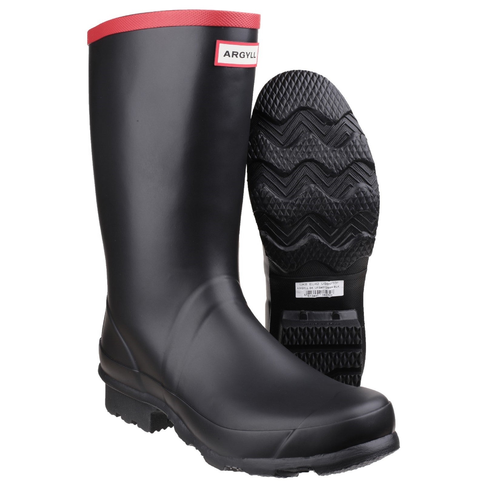 Hunter Unisex Black Argyll Short Knee Wellington Boots