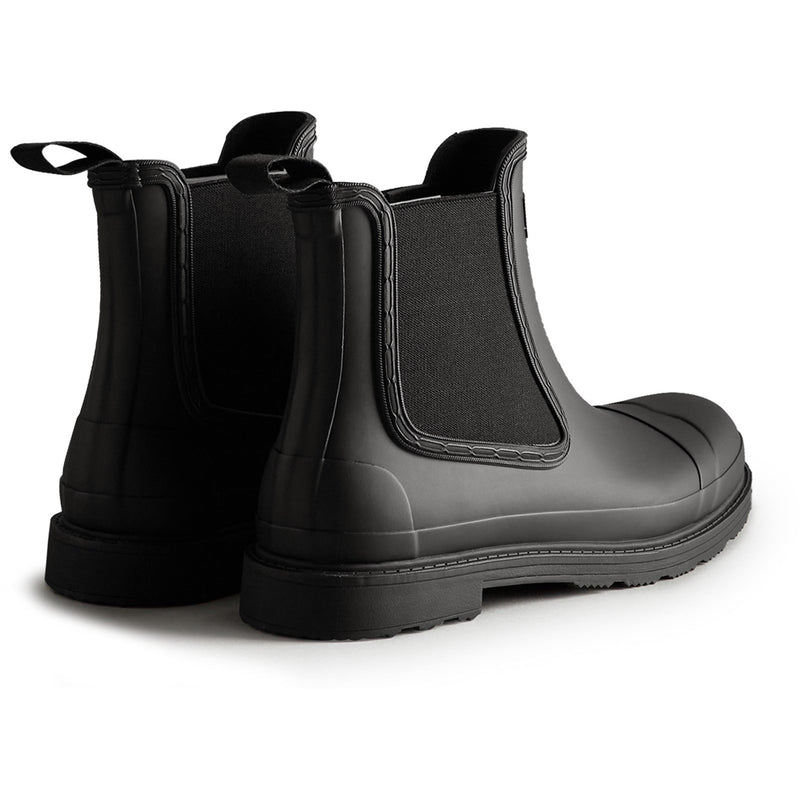 Hunter Mens Black Commando Chelsea Boots