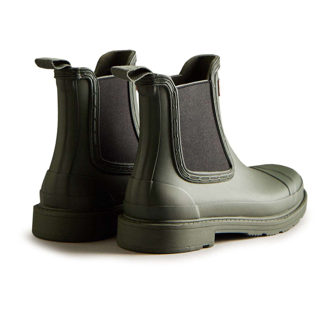 Hunter Womens Matt  Green Commando Chelsea Boots