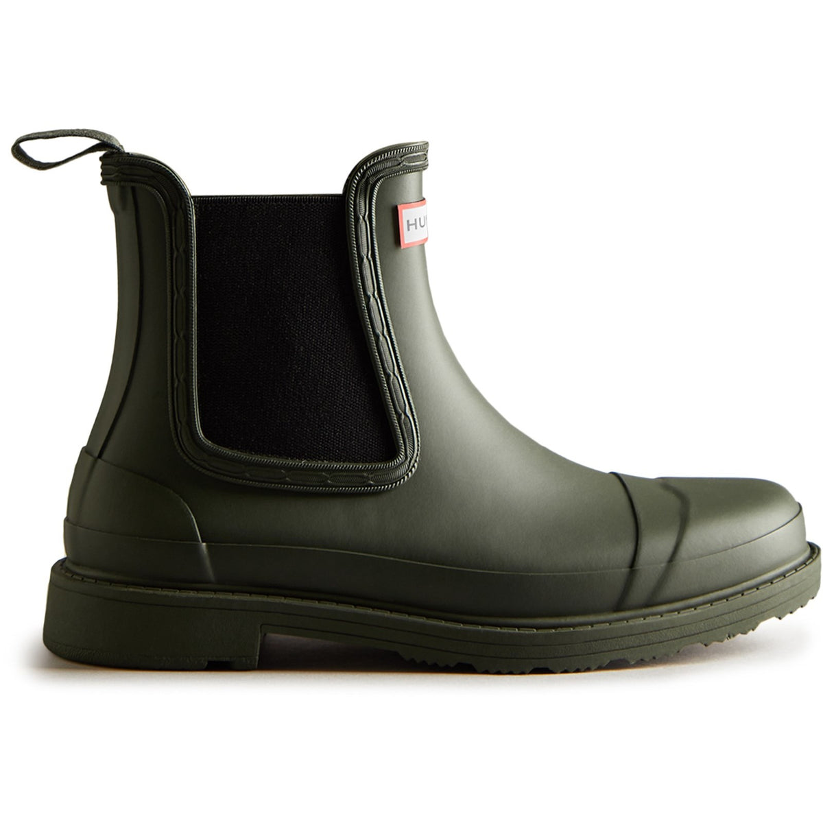 Hunter Womens Matt  Green Commando Chelsea Boots