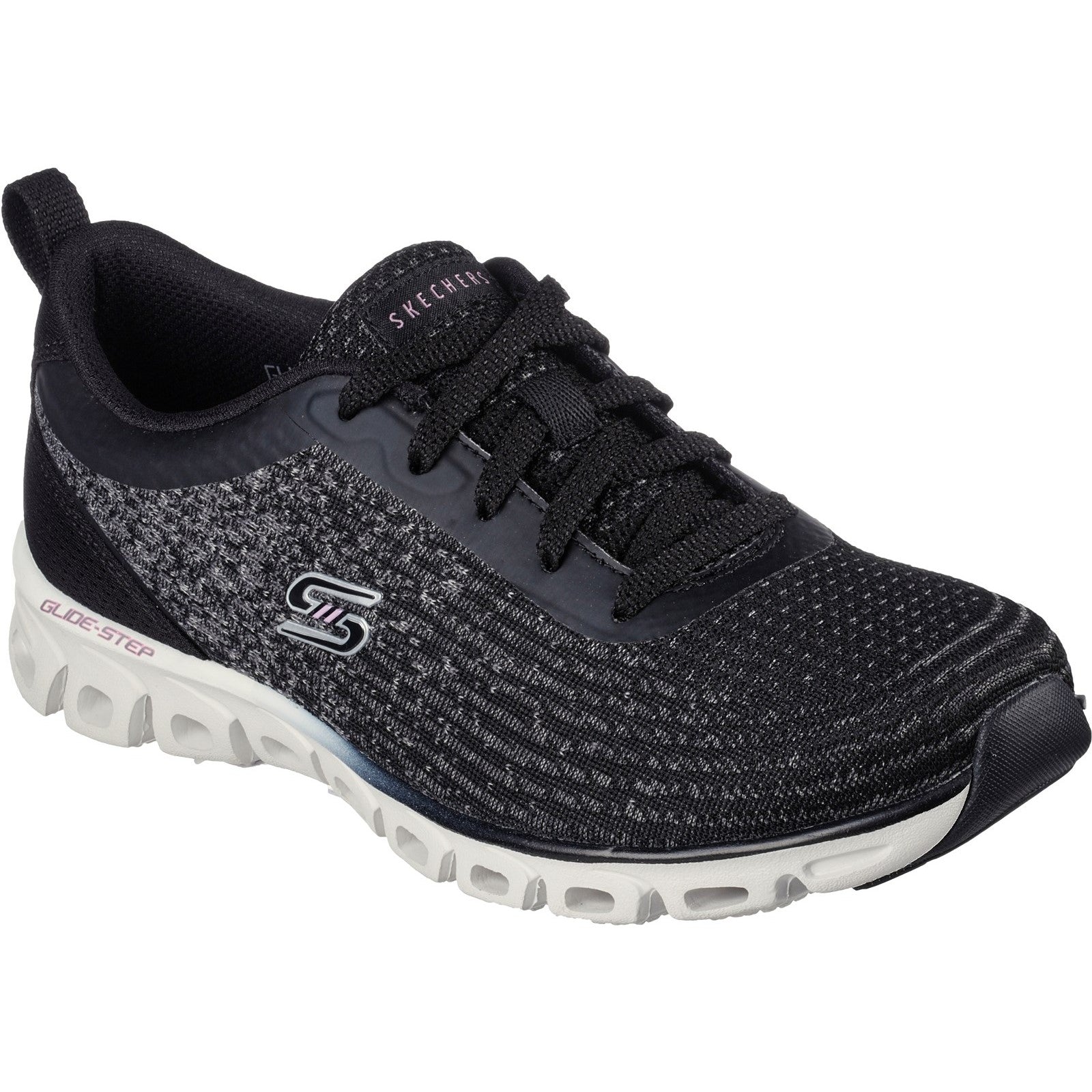 Skechers Womens Glide-Step Head Start 104325-BKW Black Lace Up Shoes
