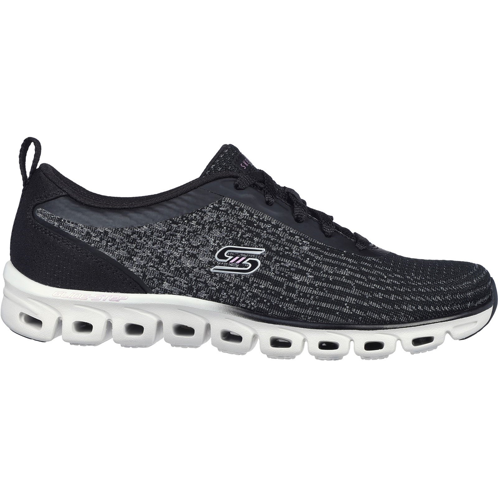 Skechers Womens Glide-Step Head Start 104325-BKW Black Lace Up Shoes