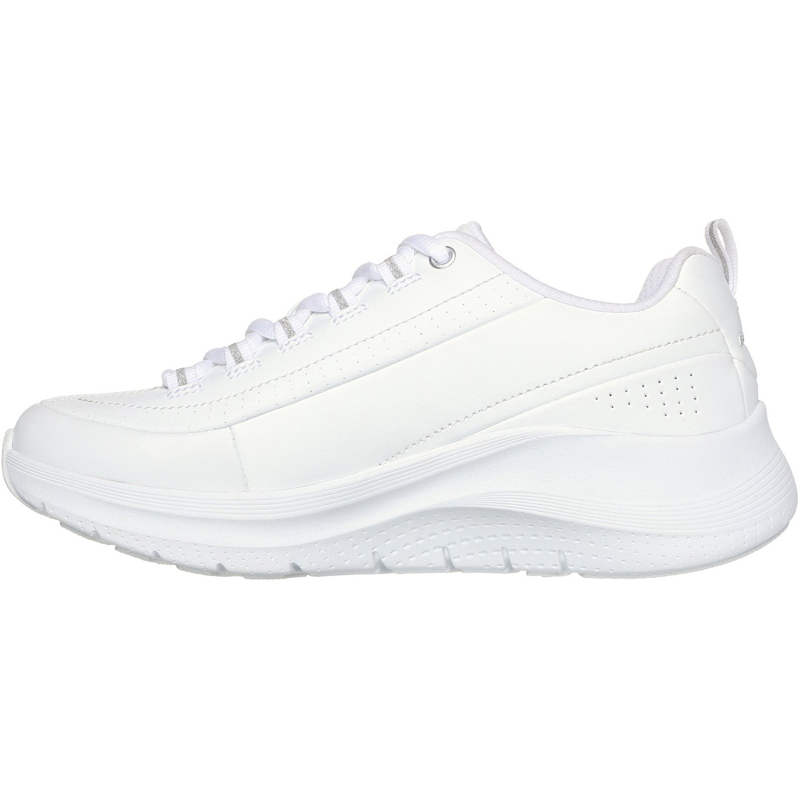 Skechers Womens Arch Fit 2.0 - Star Bound 150061-WSL White/Silver Lace Up Shoes