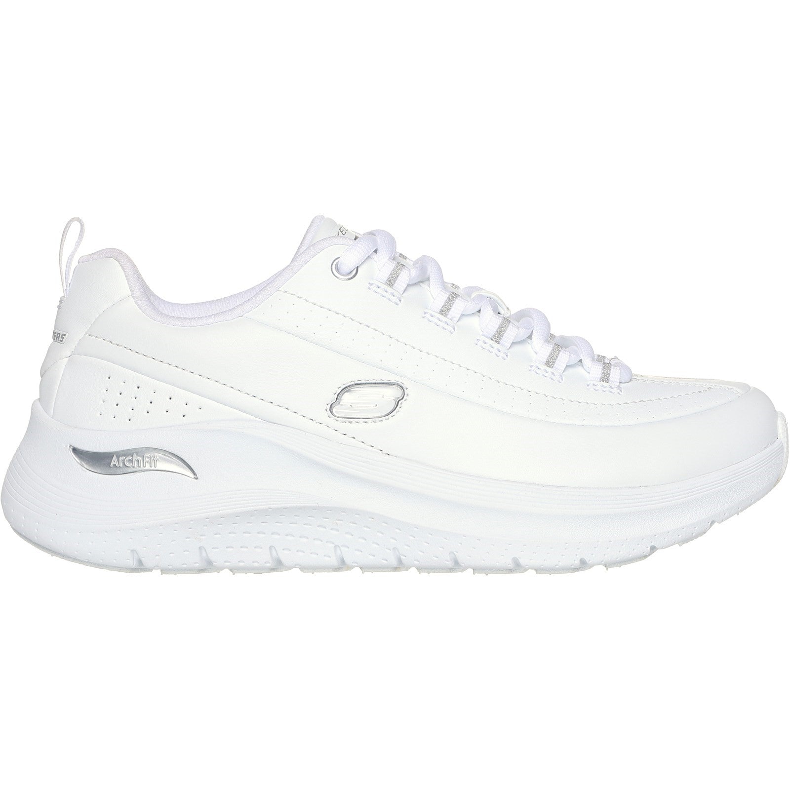 Skechers Womens Arch Fit 2.0 - Star Bound 150061-WSL White/Silver Lace Up Shoes