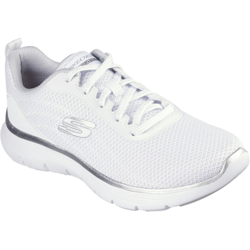 Skechers Womens Flex Appeal 5.0 Uptake 150206-WSL White/Silver Lace Up Shoes