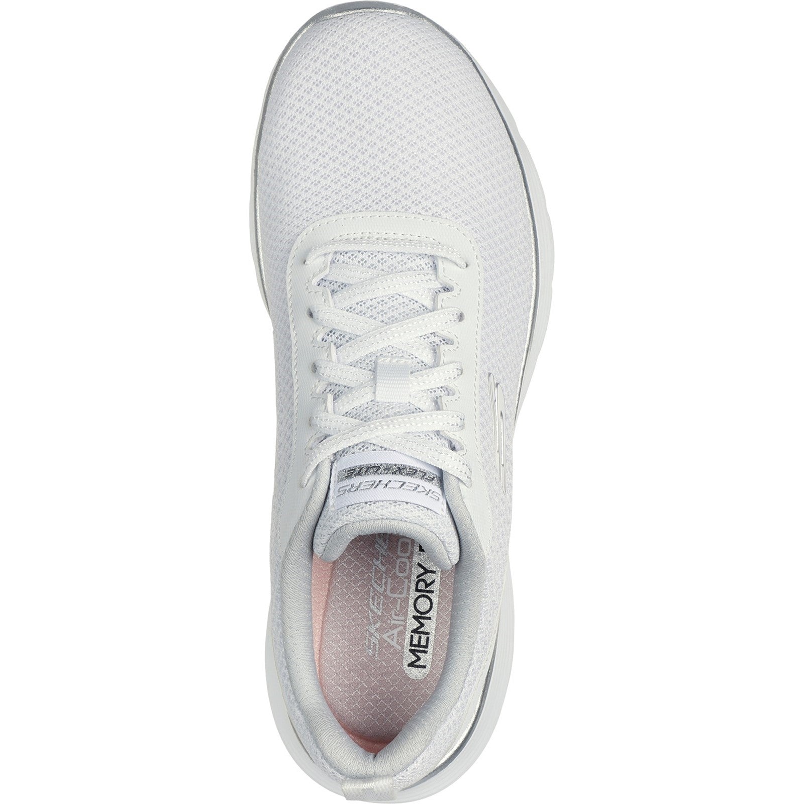 Skechers Womens Flex Appeal 5.0 Uptake 150206-WSL White/Silver Lace Up Shoes