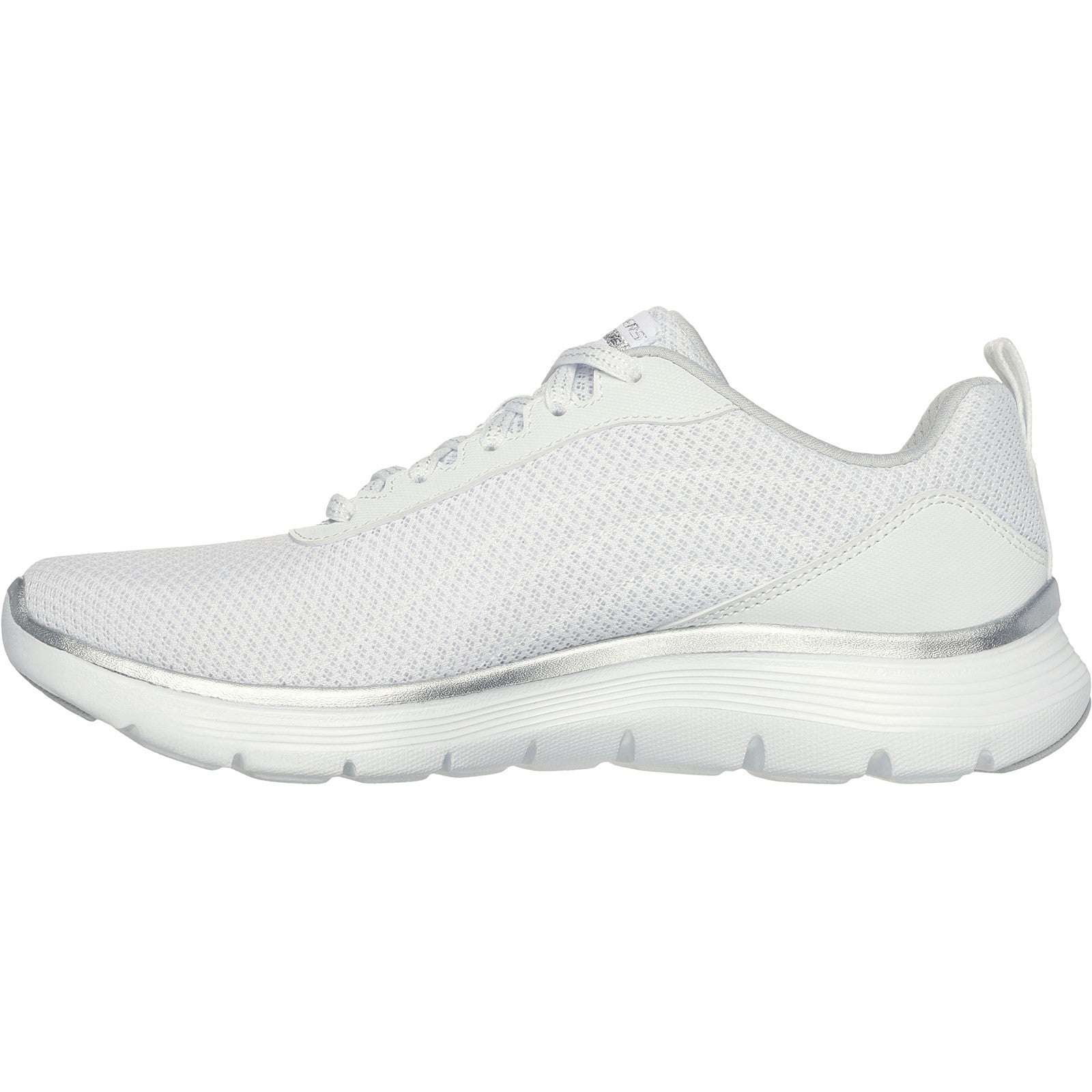 Skechers Womens Flex Appeal 5.0 Uptake 150206-WSL White/Silver Lace Up Shoes