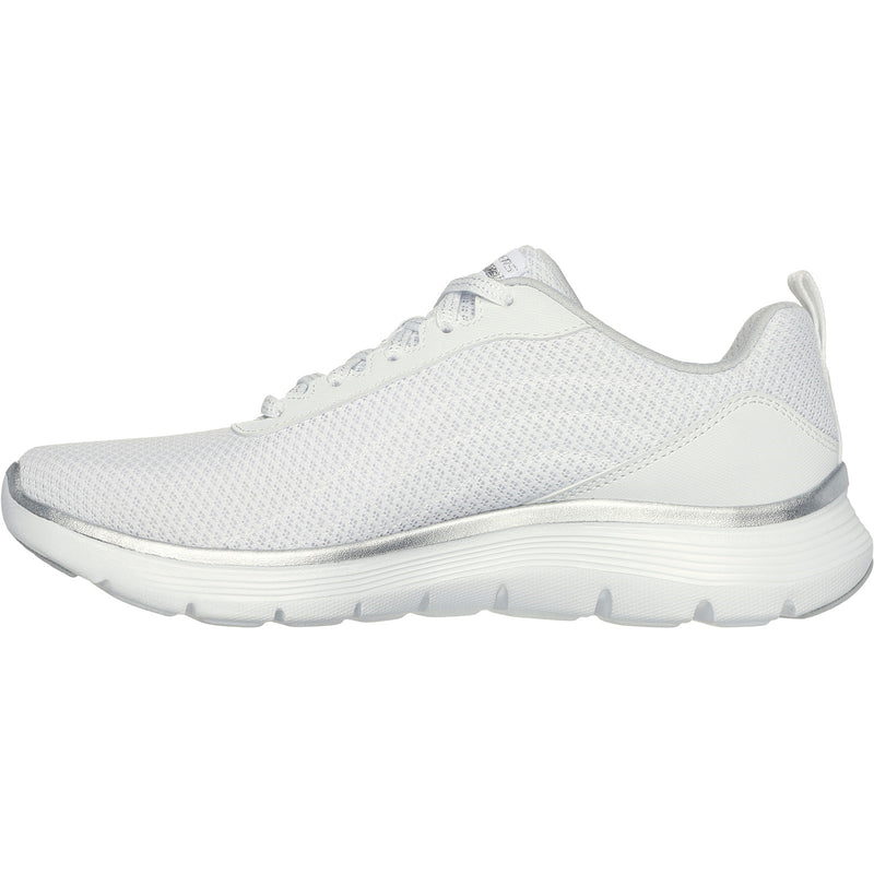 Skechers Womens Flex Appeal 5.0 Uptake 150206-WSL White/Silver Lace Up Shoes