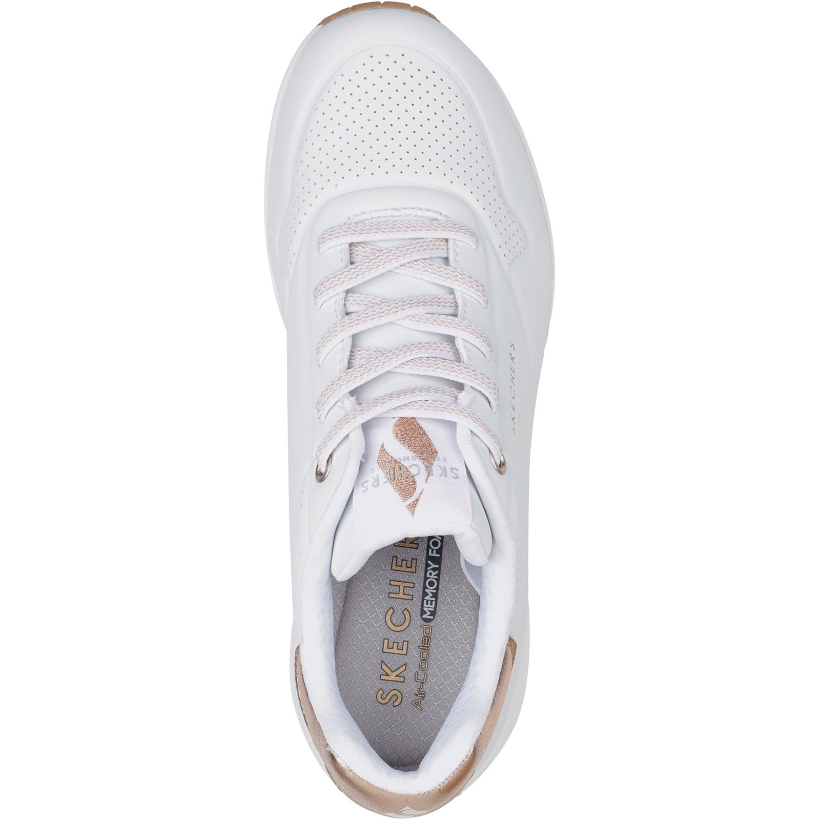 Skechers Womens Uno - Shimmer Away 155196-WHT White Lace Up Shoes