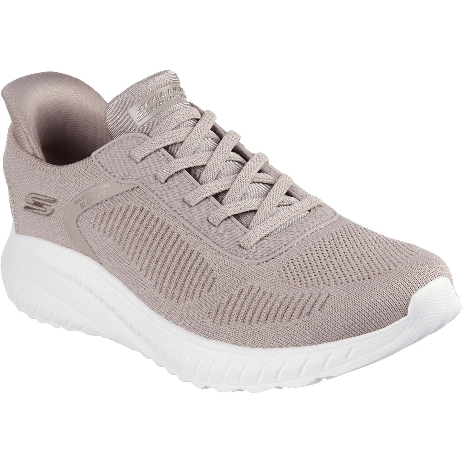 Skechers Womens BOBS Sport Squad Chaos 117497-TPE Taupe Slip On Shoes