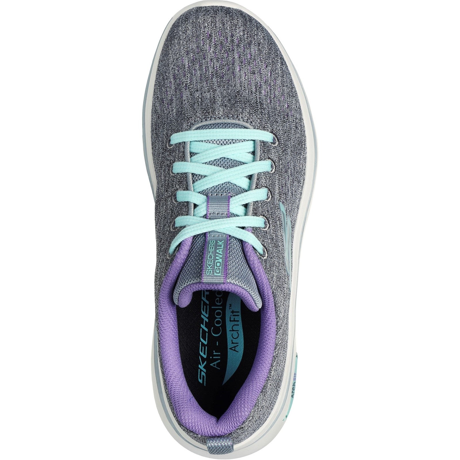 Skechers Womens GO WALK Arch Fit 2.0 Vivid Sunset 125311-GYLV Grey/Lavender Lace Up Shoes