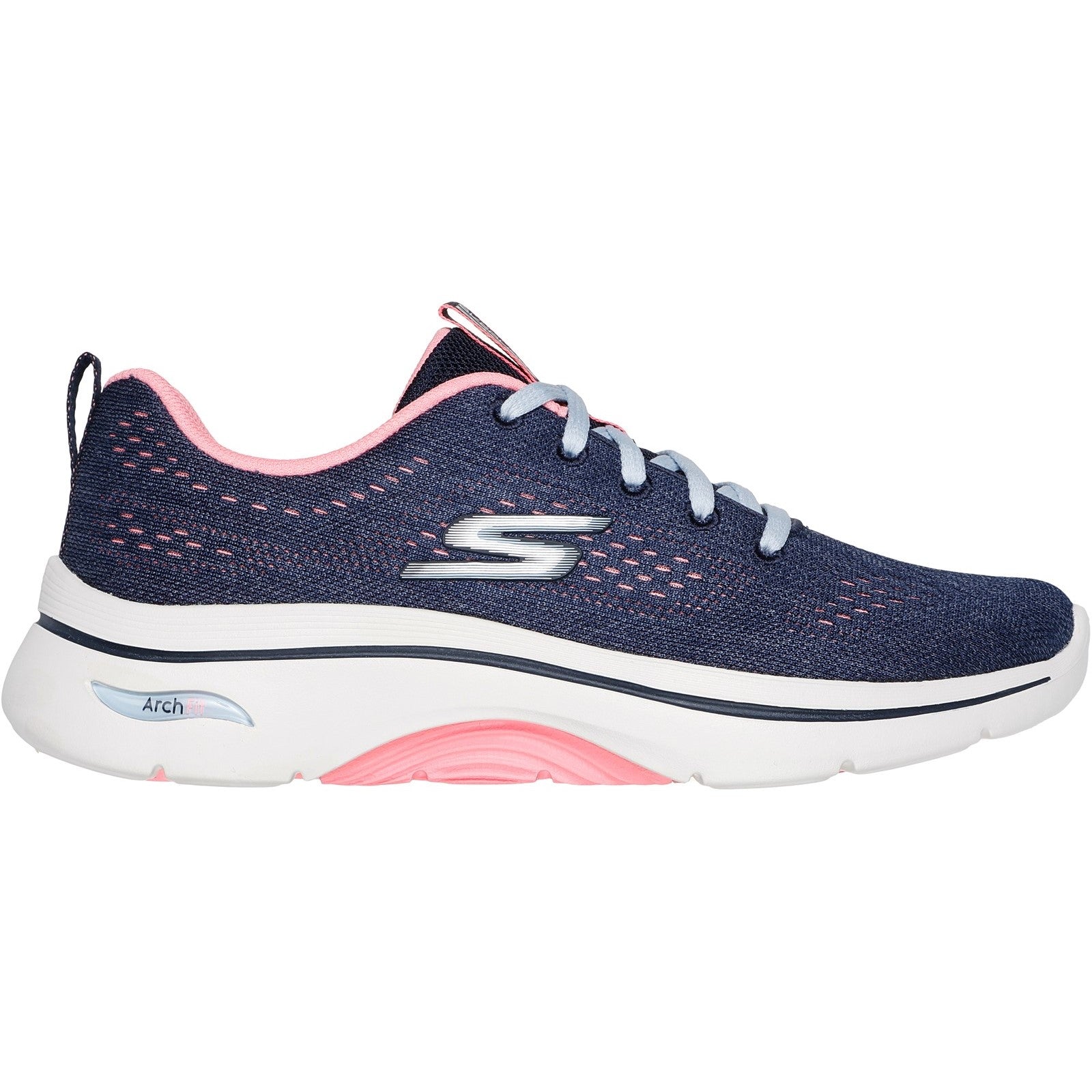 Skechers Womens GO WALK Arch Fit 2.0 Vivid Sunset 125311-NVHP Navy/Hot Pink Lace Up Shoes