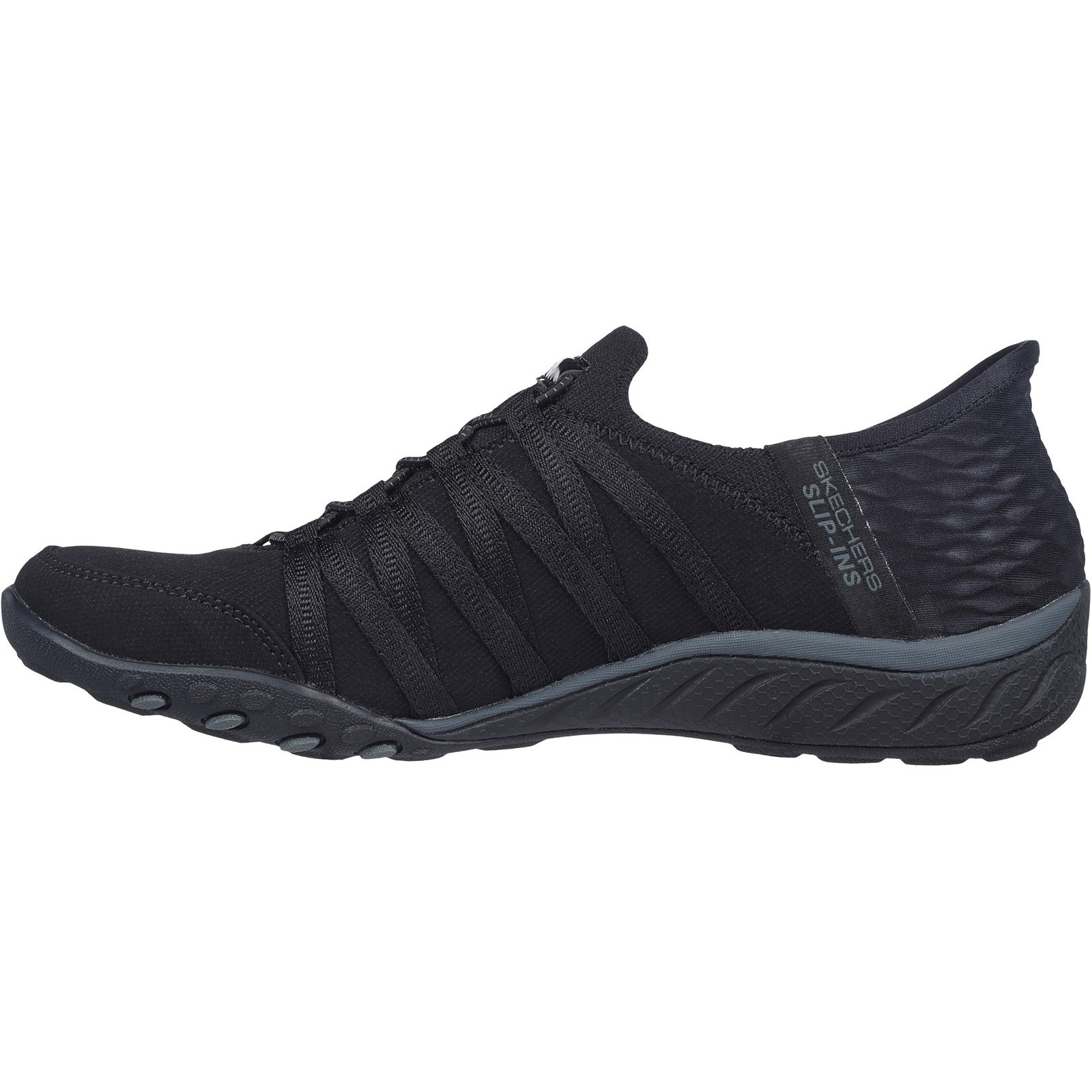 Skechers Womens Breathe-Easy Roll-With-Me 100593W-BBK Black Slip On Shoes