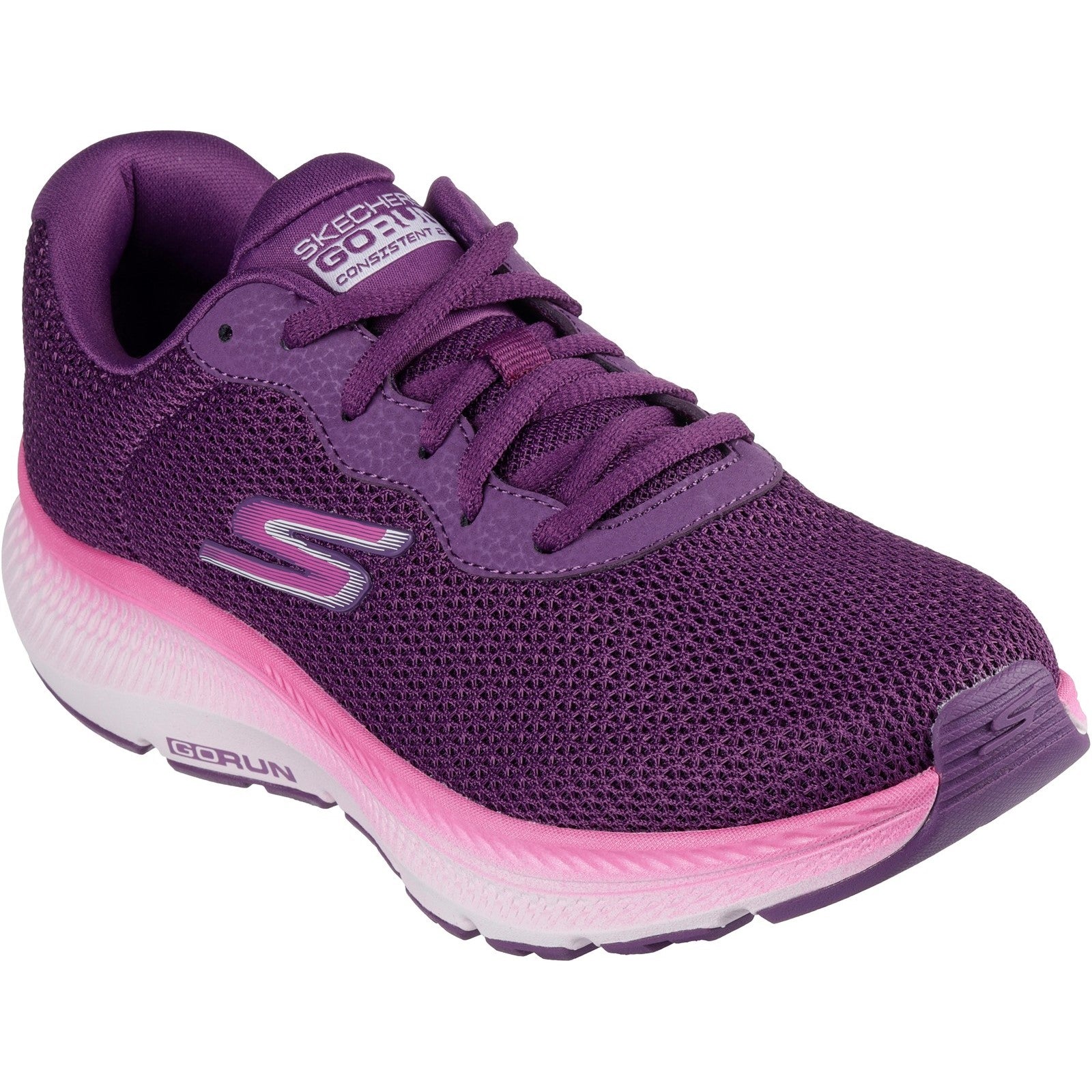Skechers Womens Go Run Consistent 2.0 Fast Pace 128621-PLUM Plum Lace Up Shoes