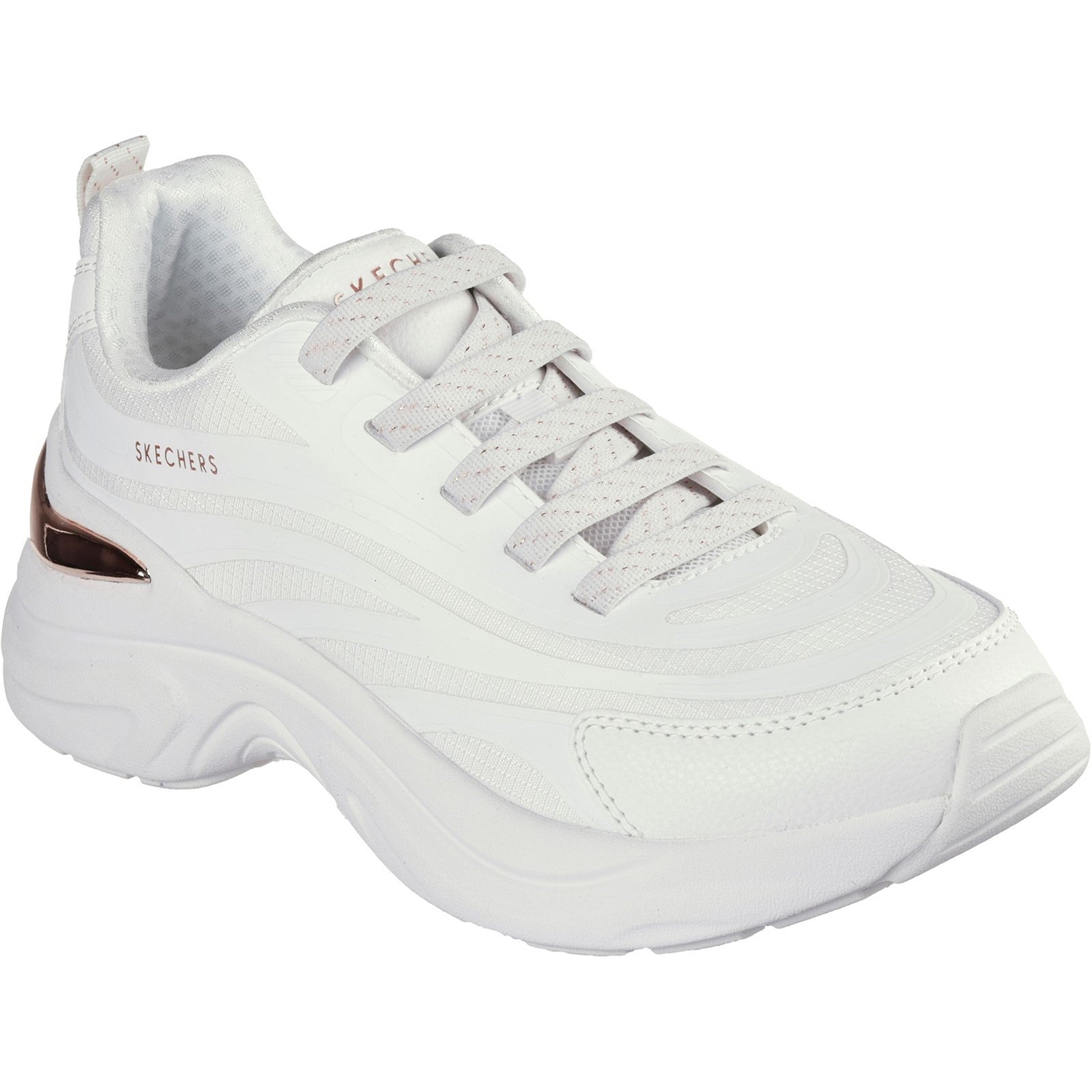 Skechers Womens Hazel Step N Flow 177575-WHT White Lace Up Shoes