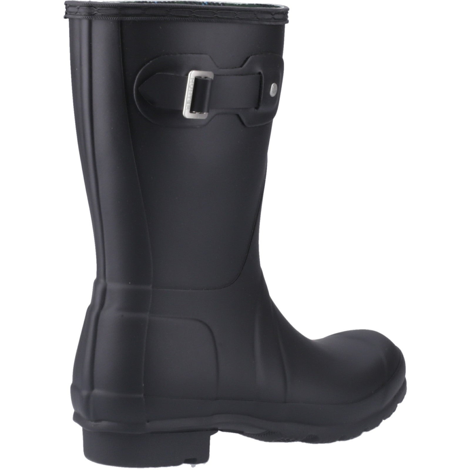 Hunter  Womens Black  HFRW0009242-HB Original Short Tartan Lining Wellington Boots