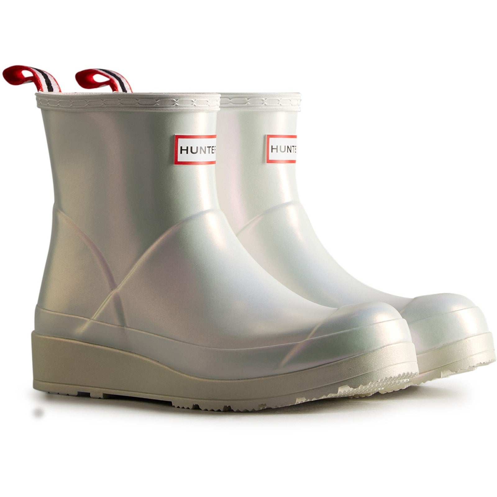 Hunter Womens Silver Nebula Play Short Wellington Boots