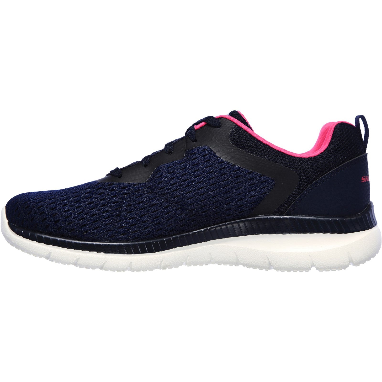 Skechers Womens Bountiful Quick Path 12607-NVHP Navy/Hot Pink Lace Up Shoes
