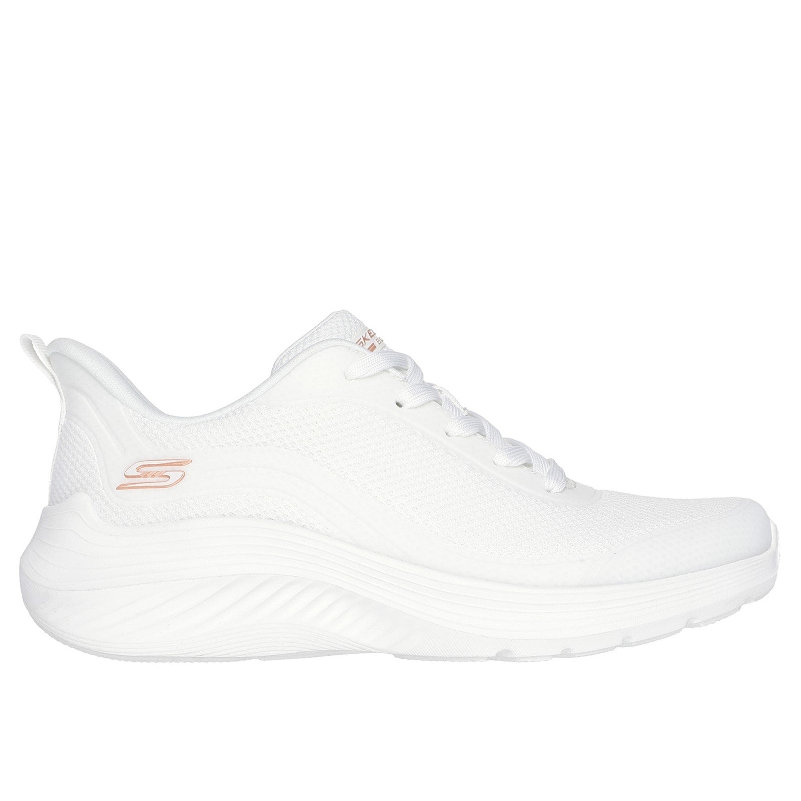 Skechers Womens Bobs Squad Waves Still Wading 117483-WHT White Lace Up Shoes