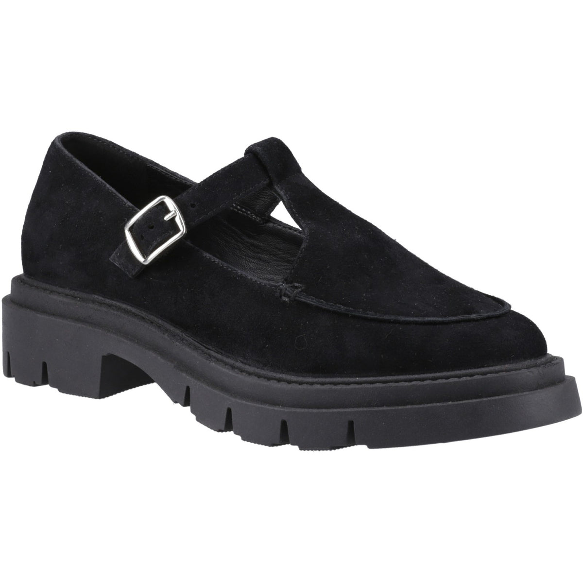 Hush Puppies Womens  Slip On Nella T-Bar Shoe in Black