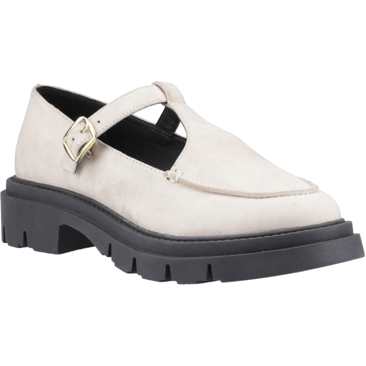 Hush Puppies Womens Nella T-Bar Shoes in Cream