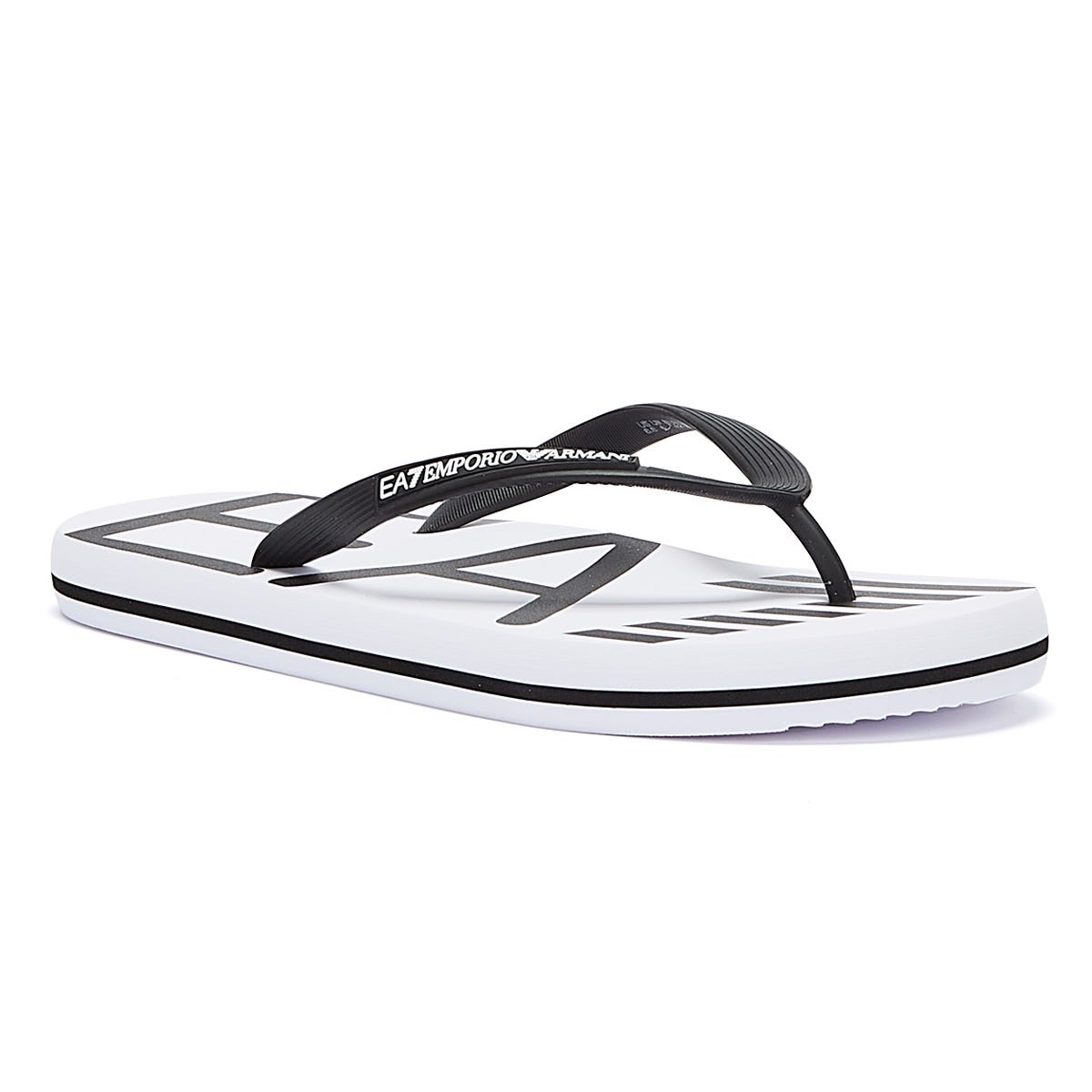 Emporio Armani EA7 Sea World Oversize Logo Mens White / Black Flip Flops