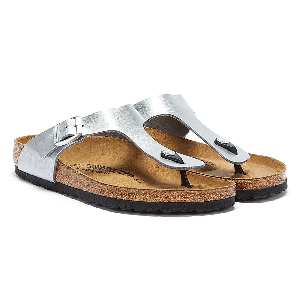 Birkenstock Gizeh Birko Flor Womens Silver Sandals