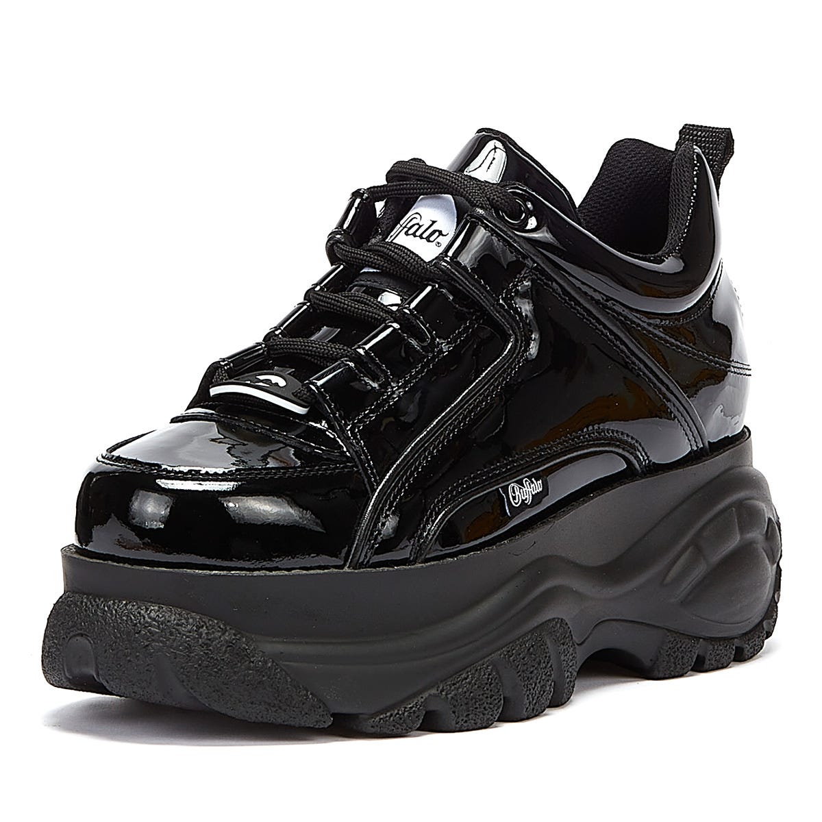 Buffalo London 2.0 Patent Womens Black Trainers