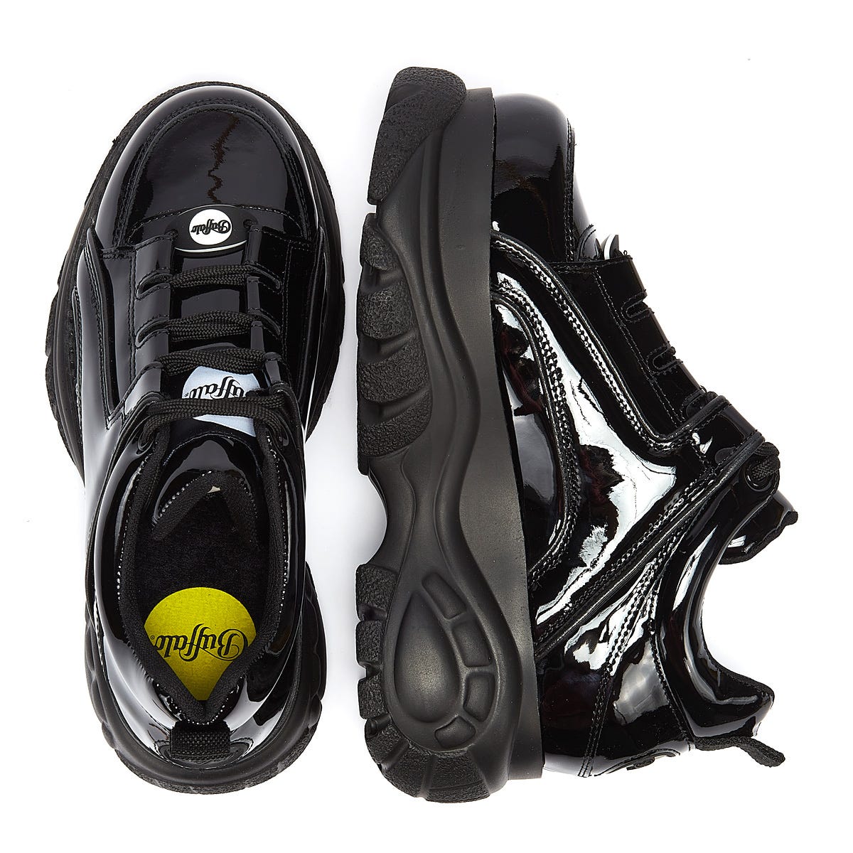 Buffalo London 2.0 Patent Womens Black Trainers