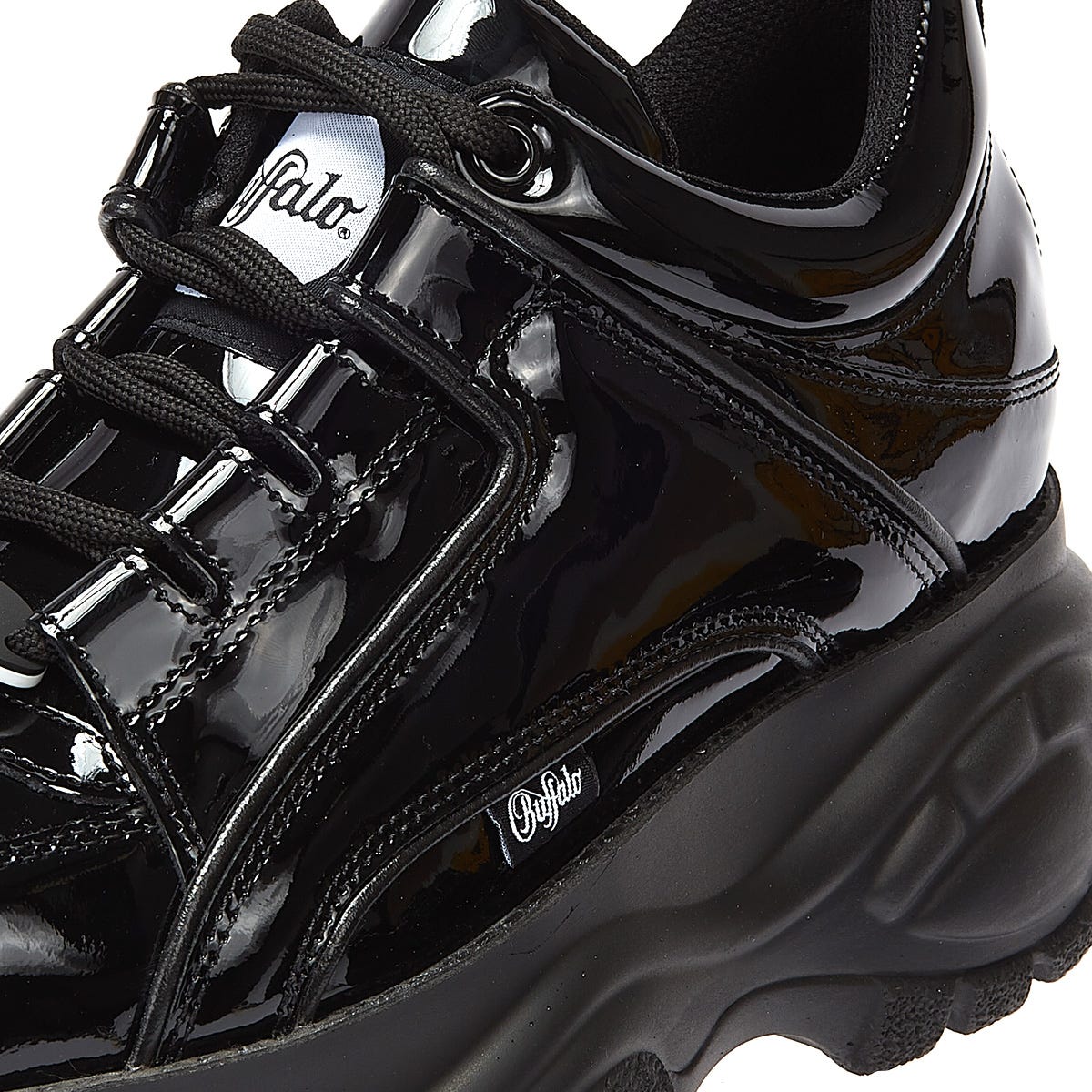 Buffalo London 2.0 Patent Womens Black Trainers