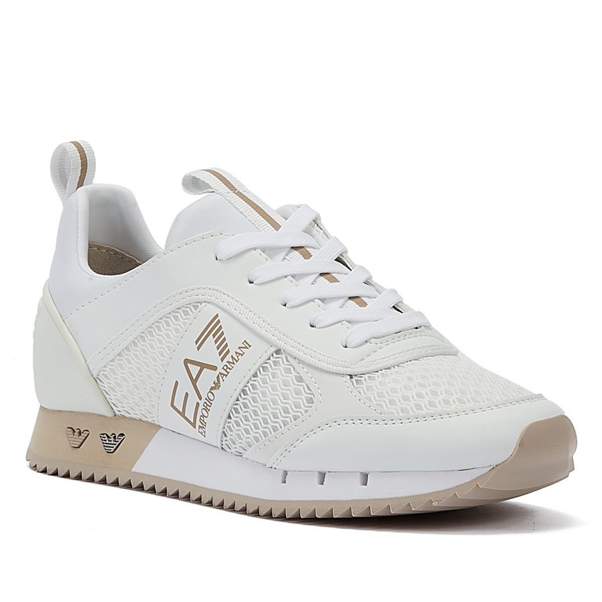 EA7 XK050 Womens White/Oxford Tan/Silver Trainers
