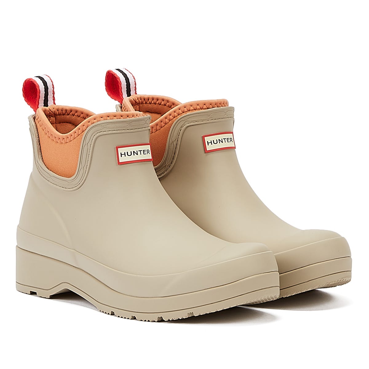 Hunter Play Chelsea Synthetic Womens Stone/Coral Boots