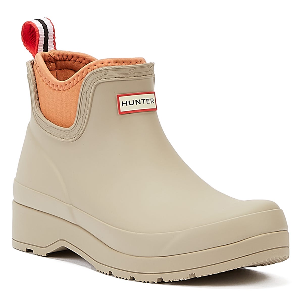 Hunter Play Chelsea Synthetic Womens Stone/Coral Boots
