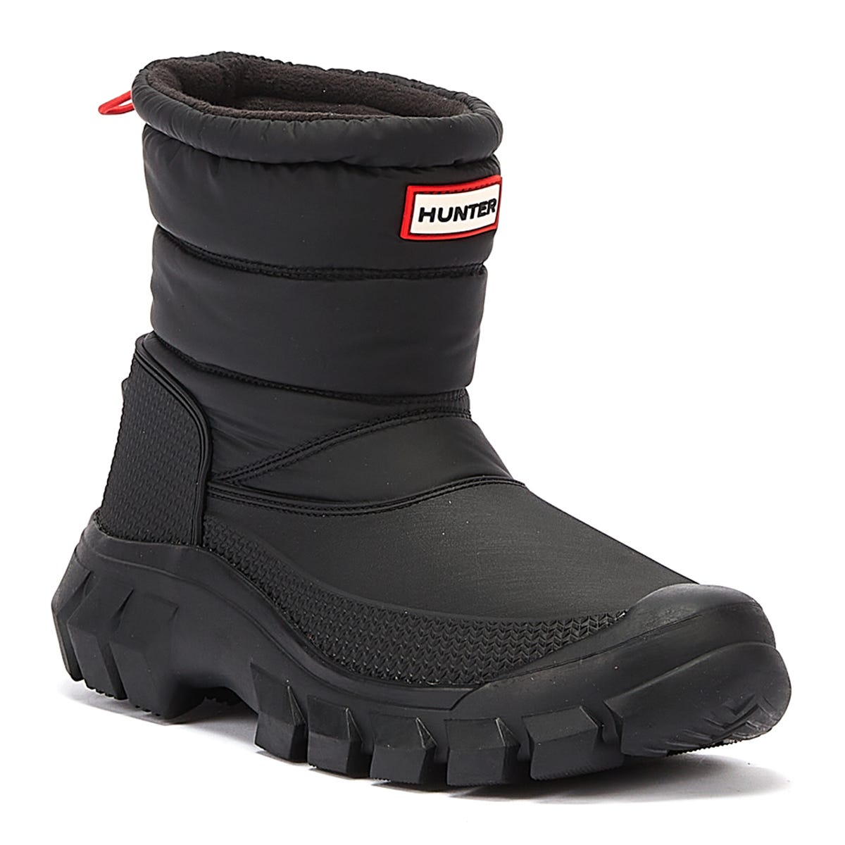 Hunter Intrepid Short Snow Womens Black Leather Boots