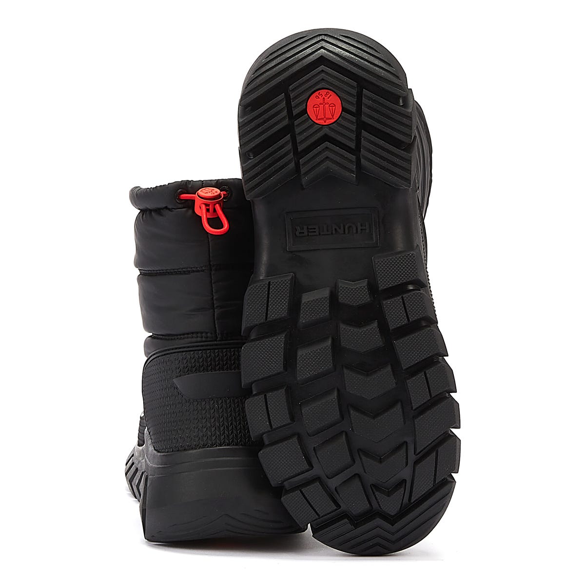 Hunter Intrepid Short Snow Womens Black Leather Boots