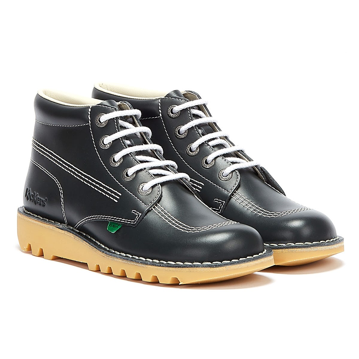 Kick Hi Core Navy Natural Leather Boots